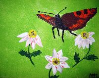 0005 2006-10 Schmetterling im Anflug (Collage mit Struktur und Blumensamen) 25x30